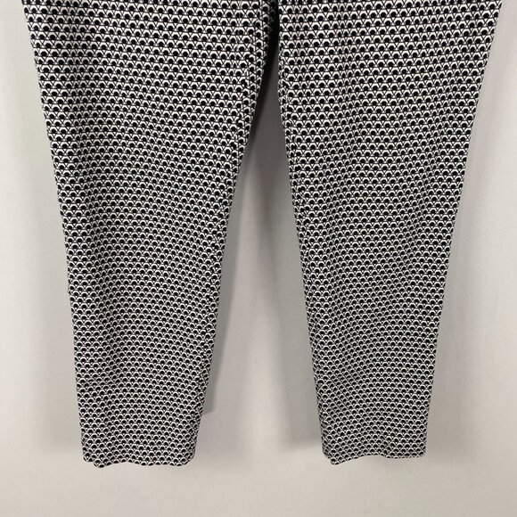 Chicos So Slimming Ankle Pants Size 2 US 12 Large White Black Geometric Pull On - Picture 3 of 10